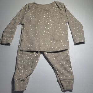 ☁️ 100% Cotton 0-3M Cloud Island Baby Set Beige Ribbed Long Sleeve Pants Infant